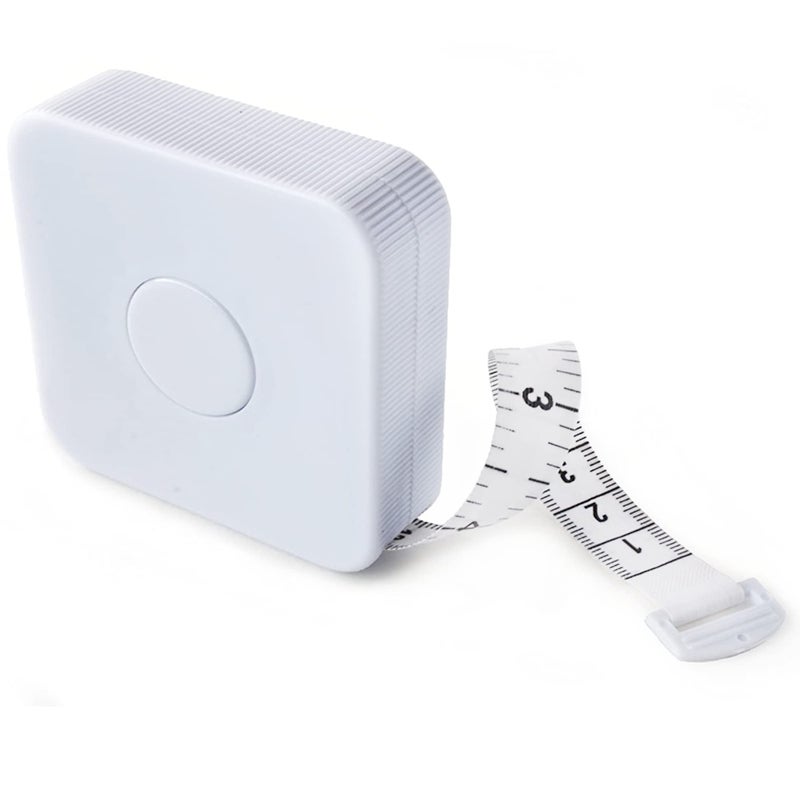 PERFECT MEASURING TAPE شريط قياس مثالي - طويل جداً (120 بوصة) شريط قياس مرن للخياطين. شريط قابل للسحب، مزدوج الجوانب - بوصات حتى 120 وقياس متري حتى 3م (النموذج SR18) أبيض - Image 1